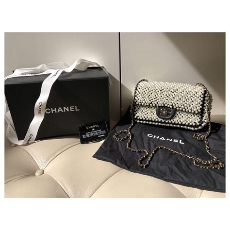 black chanel bag with pearls|chanel pearl bag price.